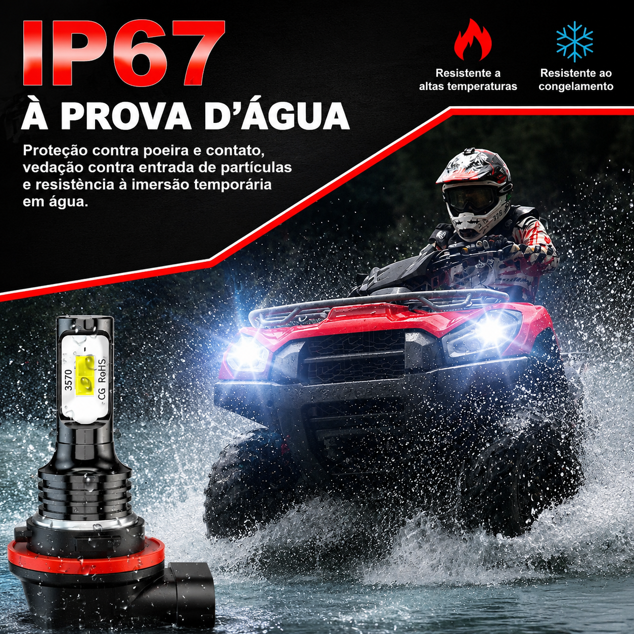 Lâmpada de LED HP5 (2 Peças) Quadriciclos Atvs TRX 350/420/500 Honda