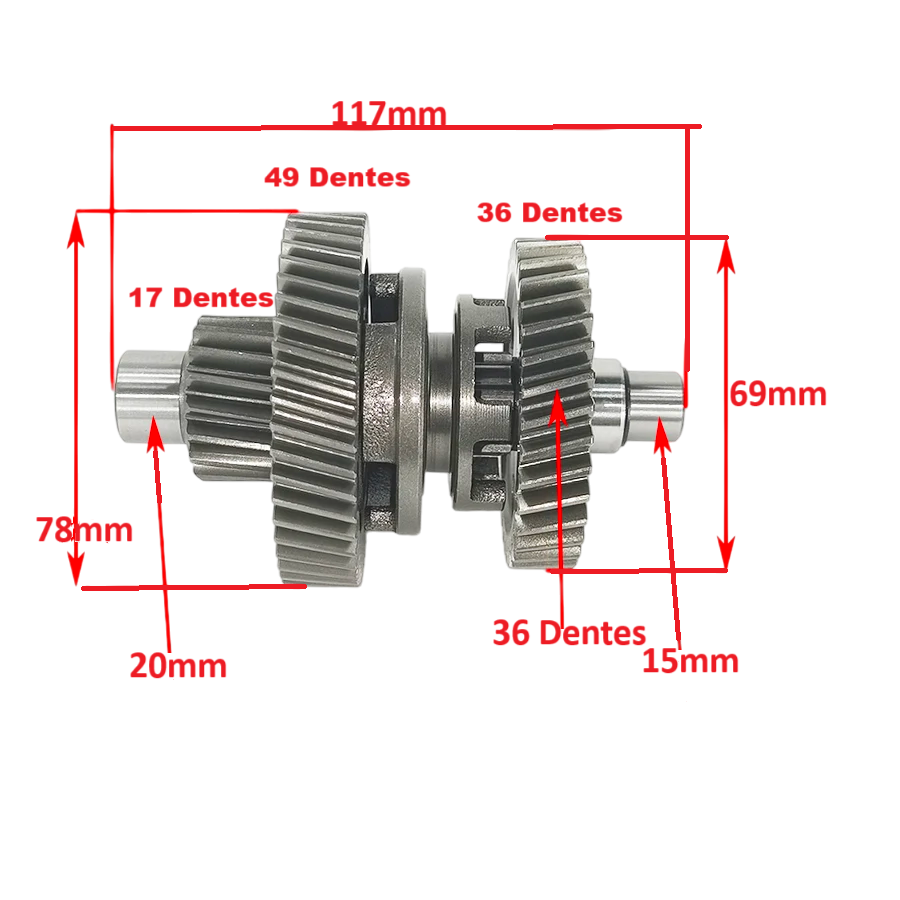 Engrenagem E Eixo Caixa Cambio (Kit) Quadriciclos Atvs Braves 200 Bull