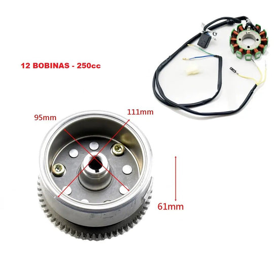 Conj. Placa Partida – Rotor – Estator Quadriciclo Atv 250 Shineray