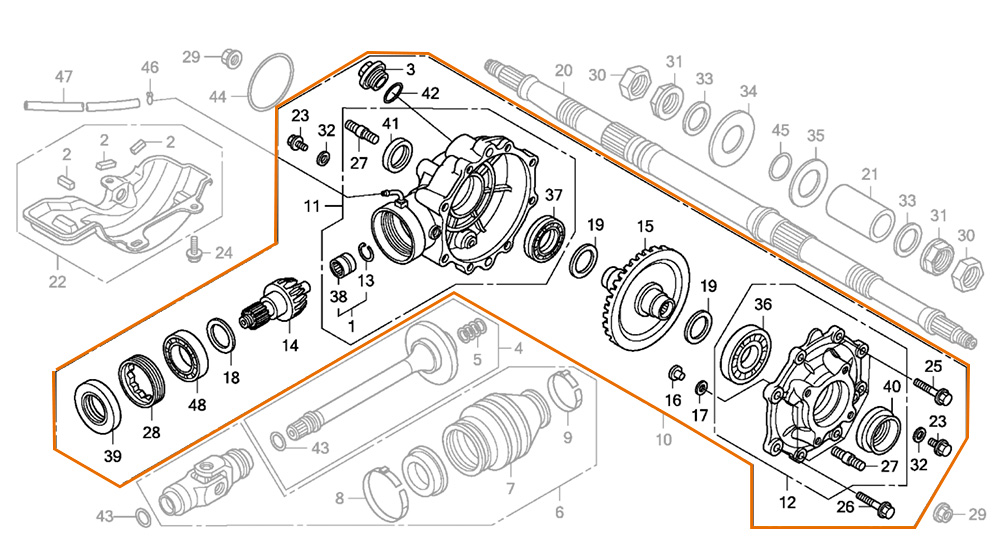 Conj. Diferencial Tras. (Cardan) Quadriciclos Atvs 420 Honda