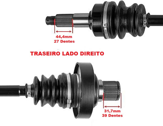 Semi-Eixo Traseiro Dir. Ou Esq. Quadriciclos Atvs 500/700 Hisun