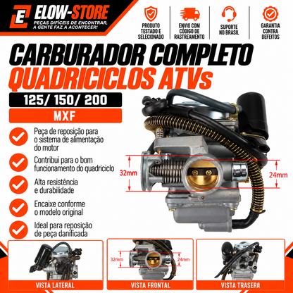 Carburador Completo Quadriciclos Atvs 125/ 150/ 200 MXF