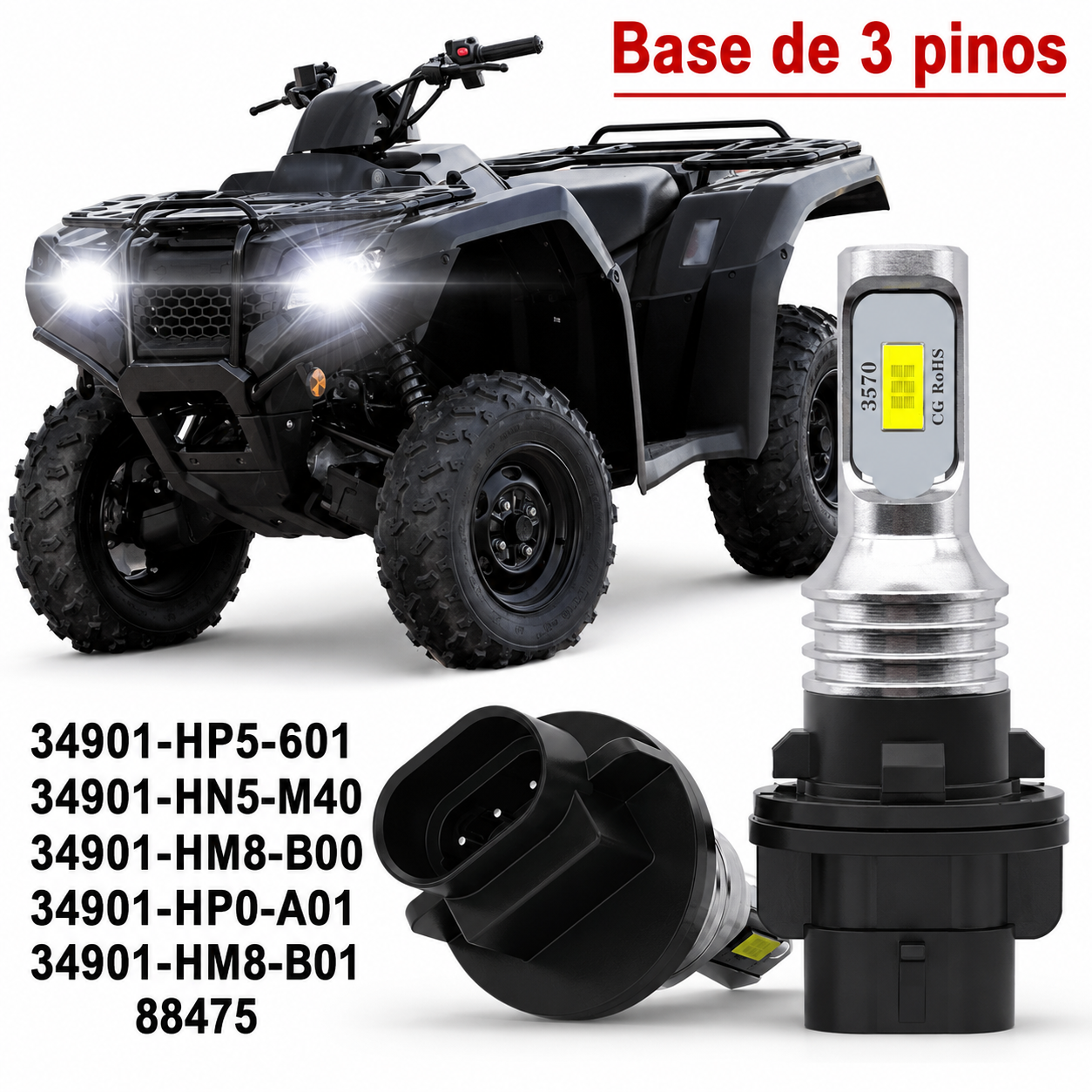 Lâmpada de LED HP5 (2 Peças) Quadriciclos Atvs TRX 350/420/500 Honda