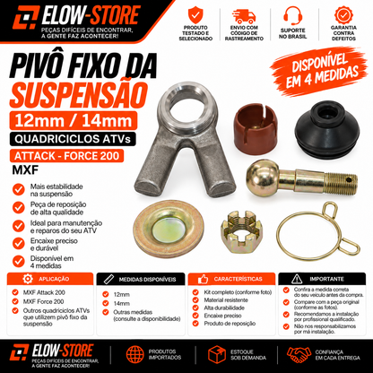 Pivô Fixo da Suspensão 12mm/ 14mm Quadriciclos Atvs Attack - Force 200 MXF