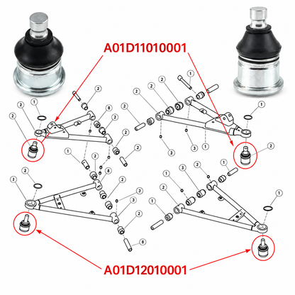 Pivô Superior e Inferior da Suspenção (04 Peças) Quadriciclos Atvs Snarler AT6 L  570 Segway
