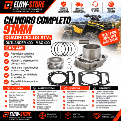 Cilindro Completo 91mm Quadriciclos Atvs Outlander 400-Max 400 Can-Am
