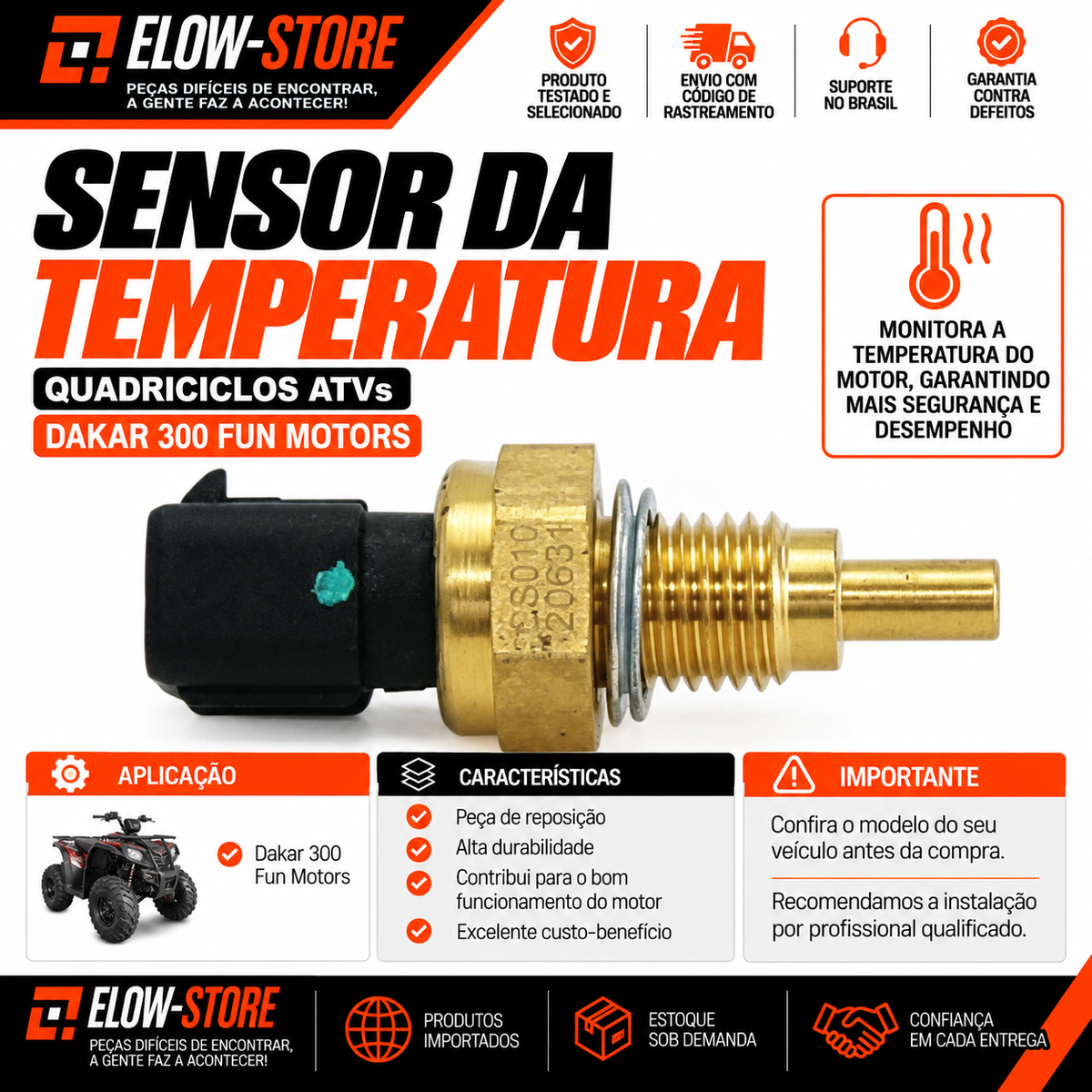 Sensor da Temperatura Quadriciclos Atvs Dakar 300 Fun Motors