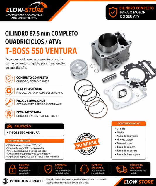 Cilindro 87.5 mm Completo Quadriciclos Atvs T-Boss 550 Ventura