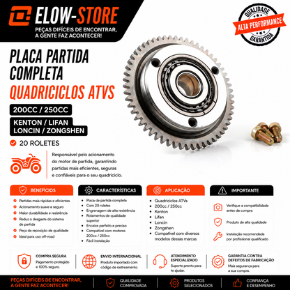 Placa Partida Completa Quadriciclos Atvs 200cc/250cc Kenton/ Lifan/ Loncin/Zongshen