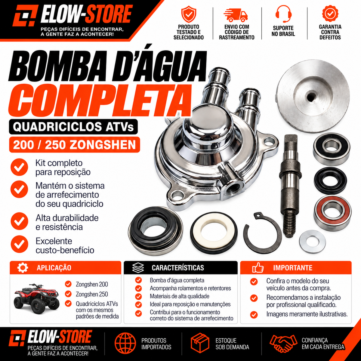 Bomba D´água Completa Quadriciclos Atvs 200/ 250 Zongshen