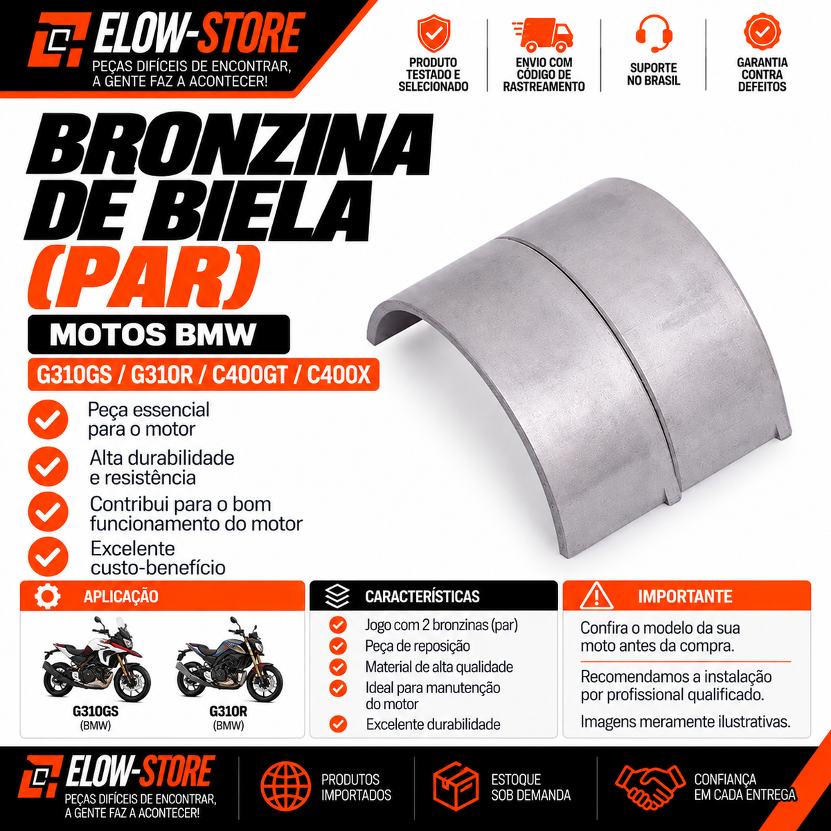 Bronzina de Biela (Par) Motos G310GS/ G310R/ C400GT/ C400X/ C400 BMW