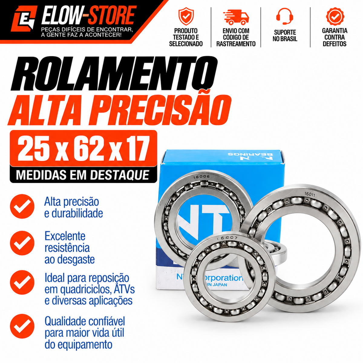 Rolamento 25x62x17 Alta Precisão