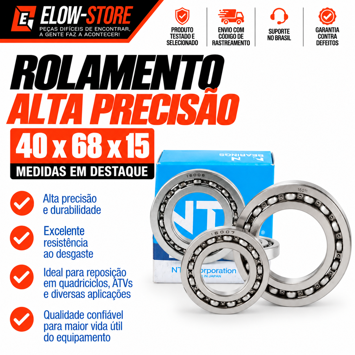 Rolamento 40x68x15 Alta Precisão