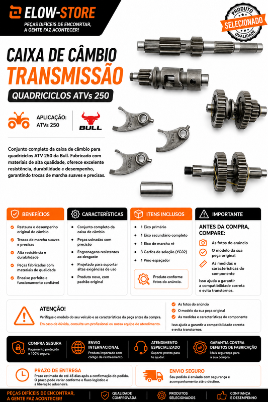 Caixa de Cambio Transmissão Quadriciclos Atvs 250 da Bull