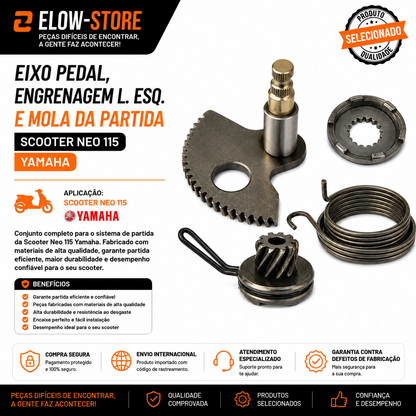 Eixo Pedal, Engrenagem L. Esq. e Mola da Partida Scooter Neo 115 Yamaha