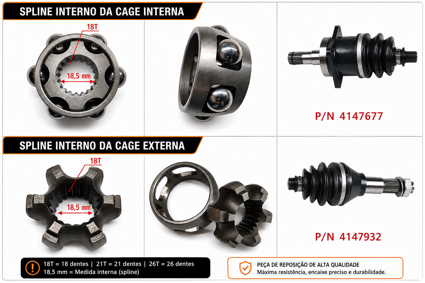 Eixo CV (Homocinética) Diant. Quadriciclos Atvs Outlander 400/500/600 - Renegade 500/800 Can am