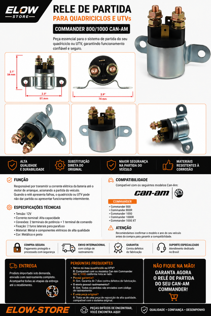 Rele de Partida Quadriciclos Atvs/ Utvs Comander 800/1000 Can Am