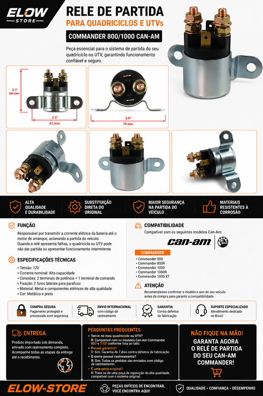 Rele de Partida Quadriciclos Atvs/ Utvs Comander 800/1000 Can Am