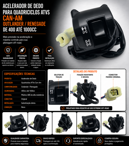 Acelerador De Dedo Quadriciclos Atvs Outlander/ Renegade De 400 Á 1000 Can Am