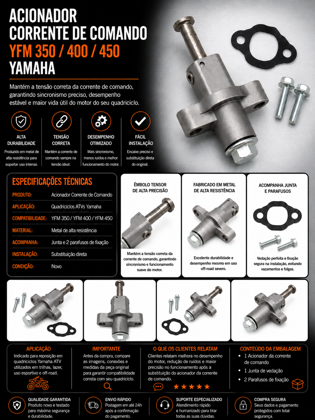 Acionador Corrente De Comando Quadriciclos Atvs Yfm 350/400/450 Yamaha