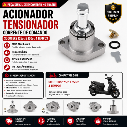 Acionador Tensionador Corrente Comando Scooters 125 E 150 4 tempos