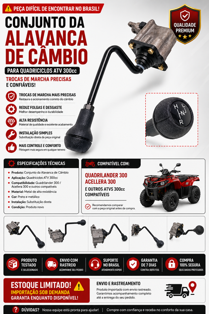 Conjunto da Alavanca do Cambio Quadriciclos Atvs Quadrilander 300 Acellera