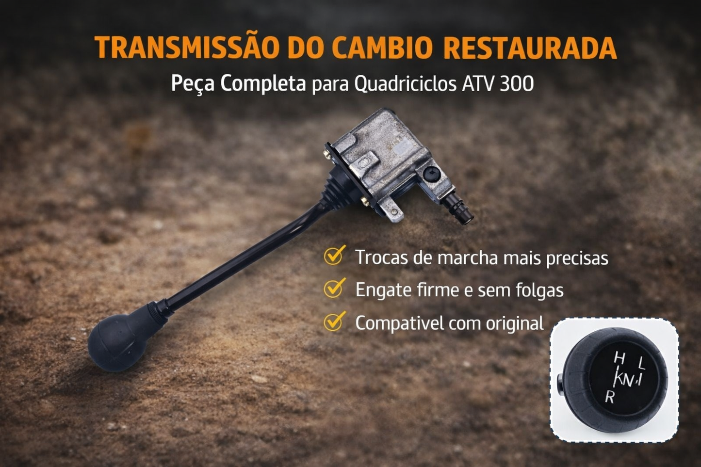 Conjunto da Alavanca Cambio e Hastes Quadriciclos Atvs Quadrilander 300 Acellera