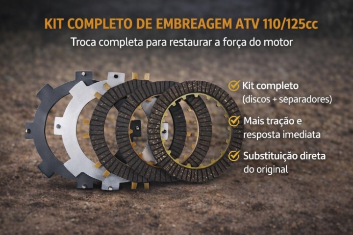 Kit de Disco e Separadores da Embreagem Quadriciclos Atvs 110/ 125cc Importado