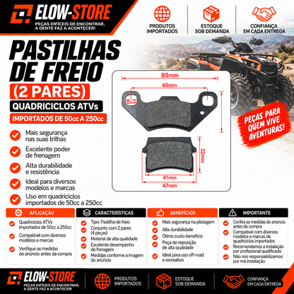 Pastilhas de Freio (2 Pares) Quadriciclos Atvs Importados de 50cc a 250cc