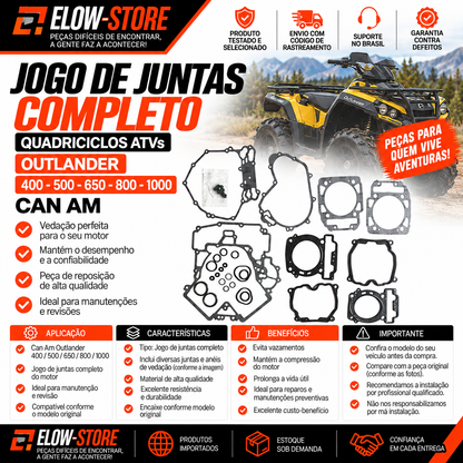 Jogo de Juntas Completo Compatível Quadriciclos Atvs Outlander 400-500-650-800-1000 Can Am