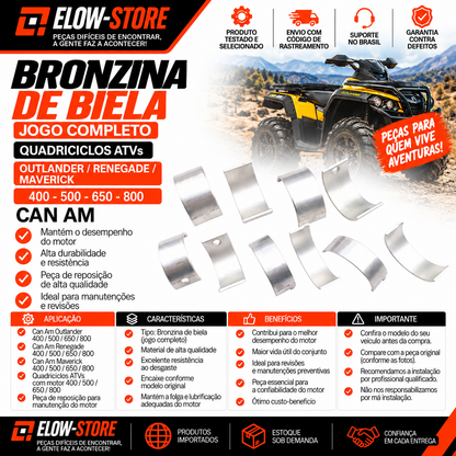 Bronzina de Biela (Jogo) Quadriciclos ATVs Outlander/ Renegade/ Maverick 400/500/650/800 Can-Am