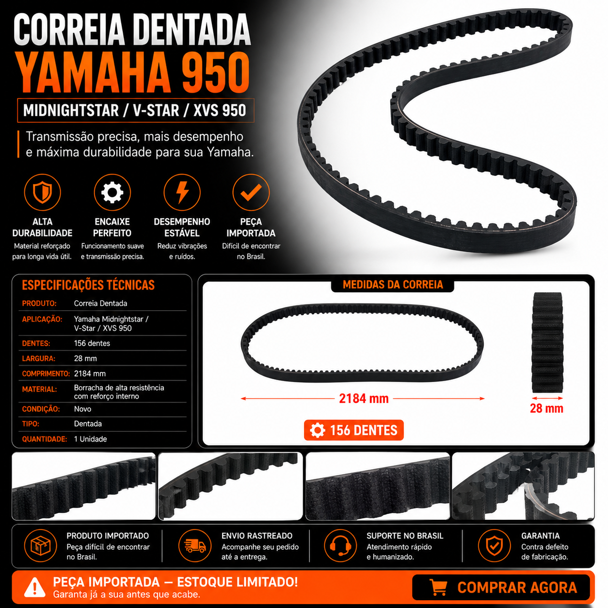 Correia Dentada Midnightstar/ V-Star/ XVS 950 Yamaha