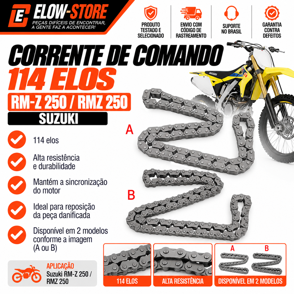 Corrente de Comando (114 Elos) RM-Z 250/ RMZ 250 Suzuki