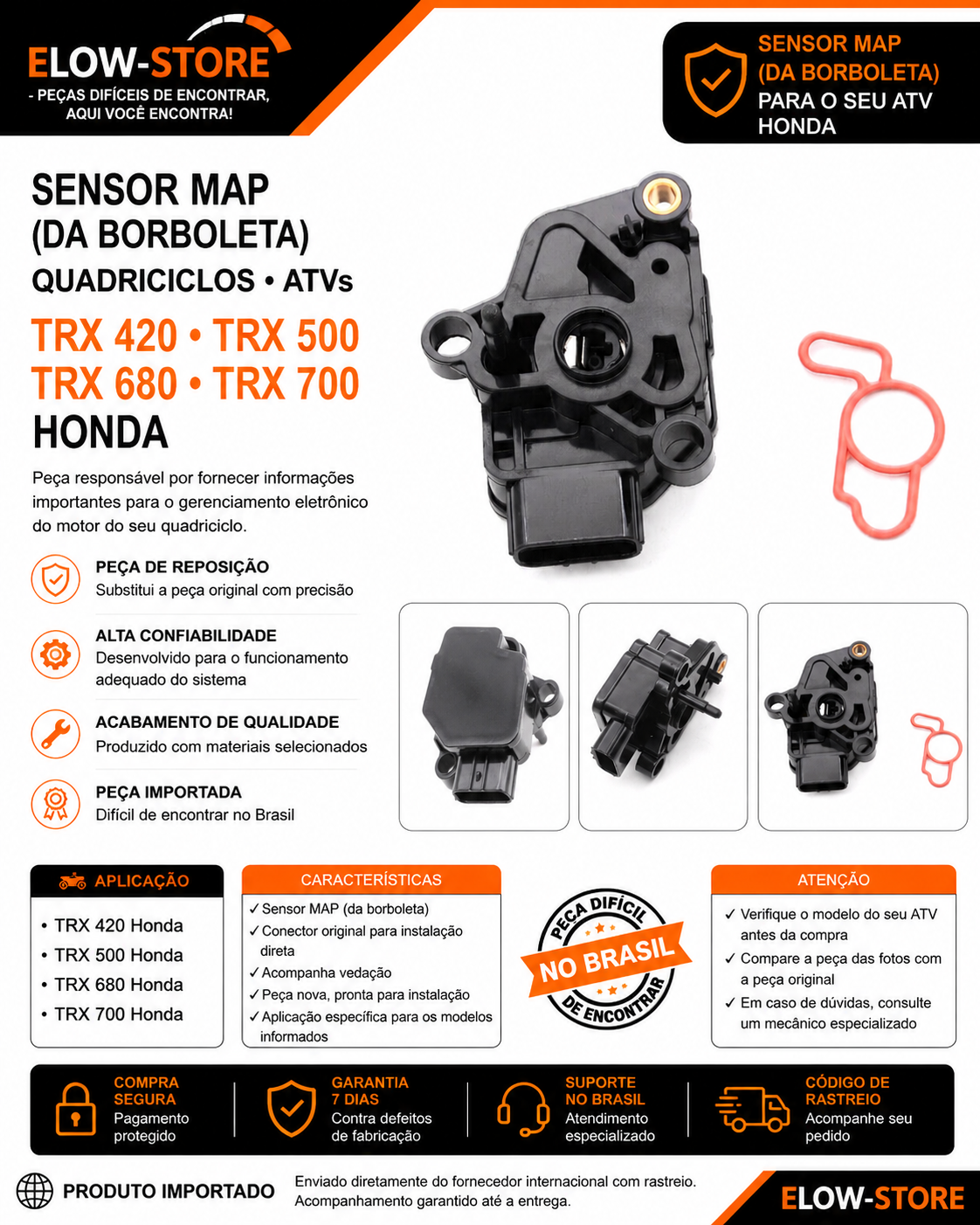 Sensor Map (da Borboleta) Quadriciclos Atvs TRX 420/ TRX 500/ TRX 680/ TRX 700 Honda