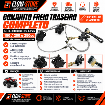 Conjunto Freio Traseiro Completo Quadriciclos Atvs de 150/ 200 e 250cc