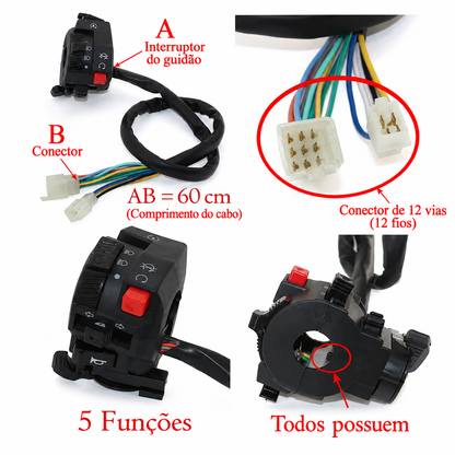 Conjunto de Interruptor Quadriciclos Atvs de 110cc a 250cc