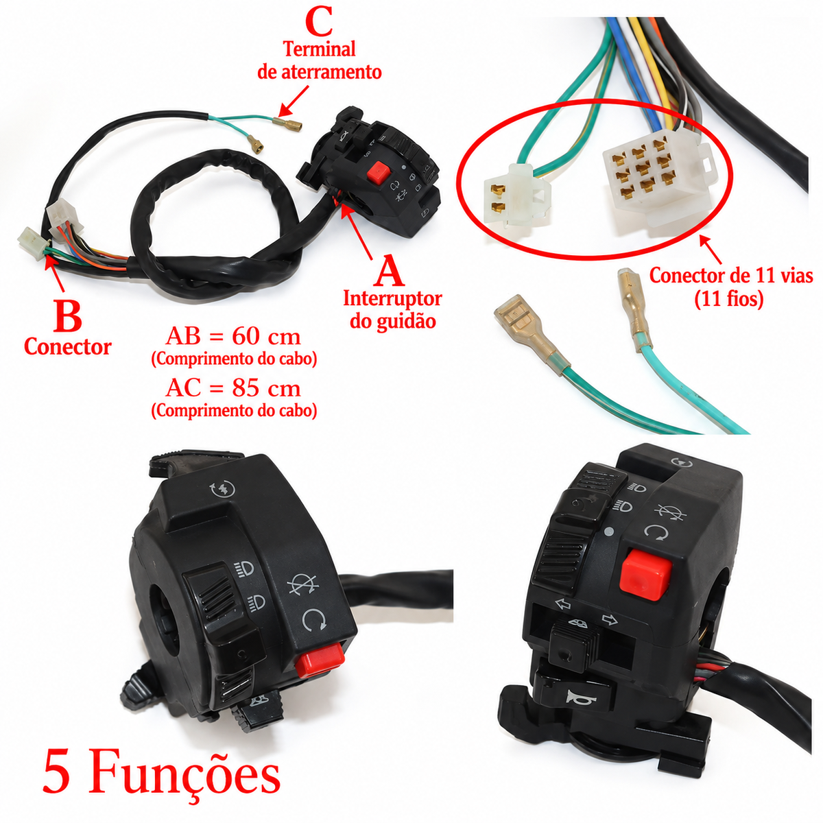 Conjunto de Interruptor Quadriciclos Atvs de 110cc a 250cc