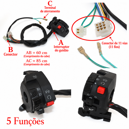 Conjunto de Interruptor Quadriciclos Atvs de 110cc a 250cc