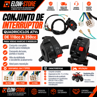 Conjunto de Interruptor Quadriciclos Atvs de 110cc a 250cc