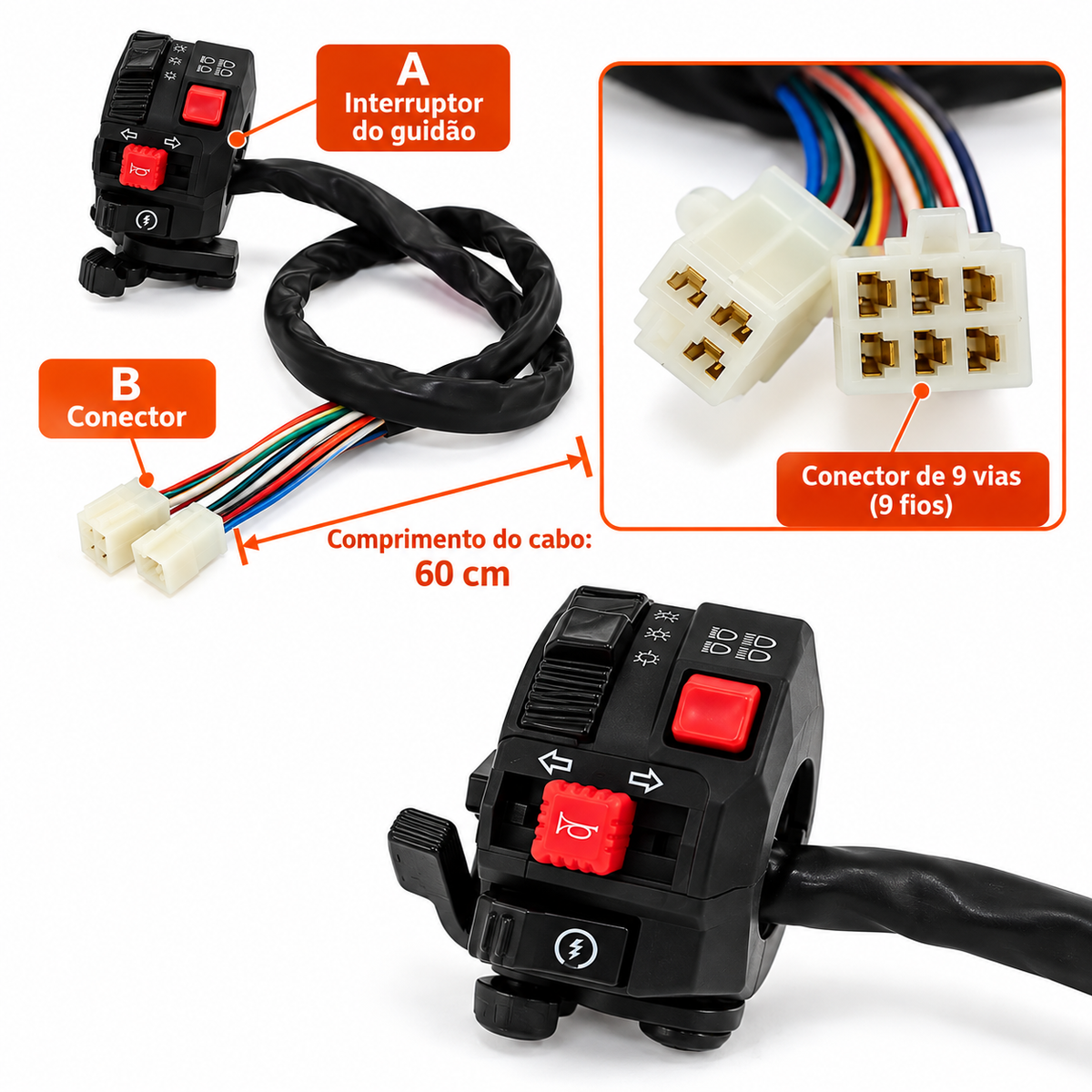 Conjunto de Interruptor Quadriciclos Atvs de 110cc a 250cc