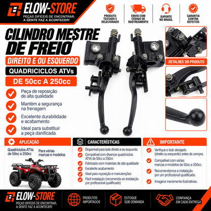 Cilindro Mestre de Freio Direito e ou Esquerdo Quadriciclos Atvs de 50cc a 250cc