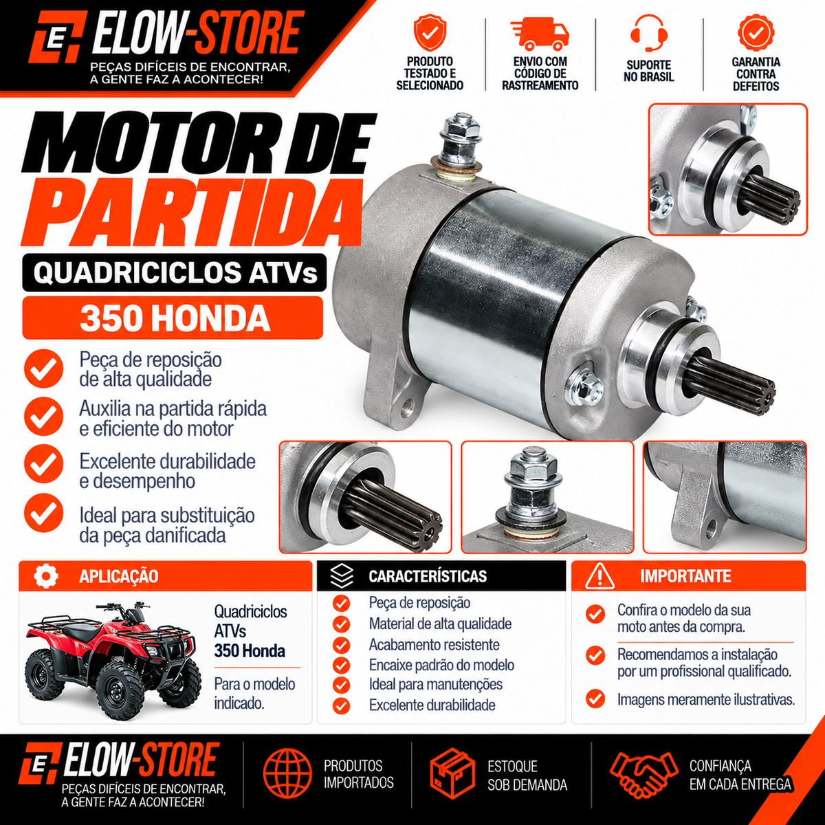 Motor Partida Quadriciclos Atvs TRX 350 Honda