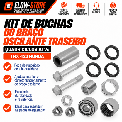 Kit de Buchas do Braço Oscilante Traseiro Quadriciclos Atvs TRX 420 Honda
