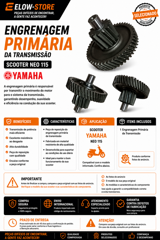 Engrenagem Primaria da Transmissão Scooter Neo 115 Yamaha