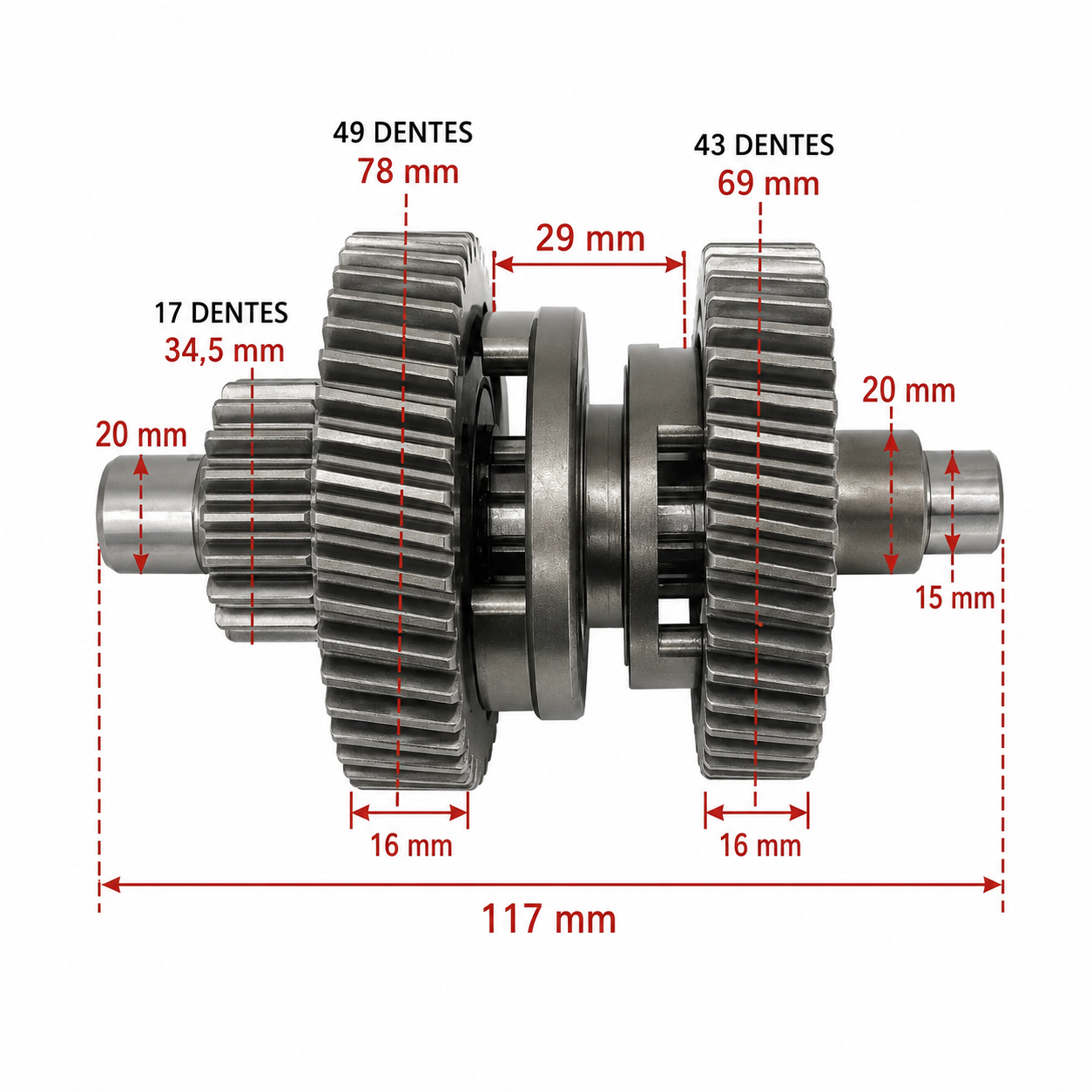 Engrenagem e Eixo do Cambio Quadriciclos Atvs e Buggys de 150/200cc