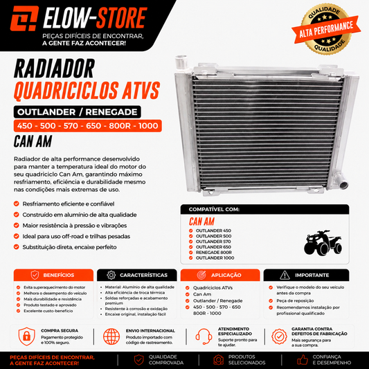 Radiador Quadriciclos Atvs Outlander/ Renegade 450-500-570-650-800R-1000 Can Am