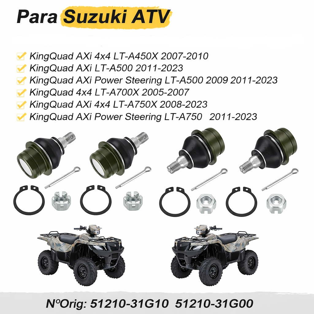 Pivô De Direção (4 Pçs.) Quadriciclos Atvs KingQuad LTA-450/ LTA-700/ LTA-750 Suzuki