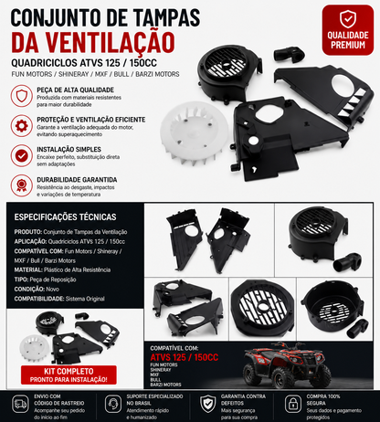 Conjunto de Tampas da Ventilação Quadriciclos Atvs 125/ 150cc Fun Motors/ Shineray/ MXF/ Bull/ Barzi Motors