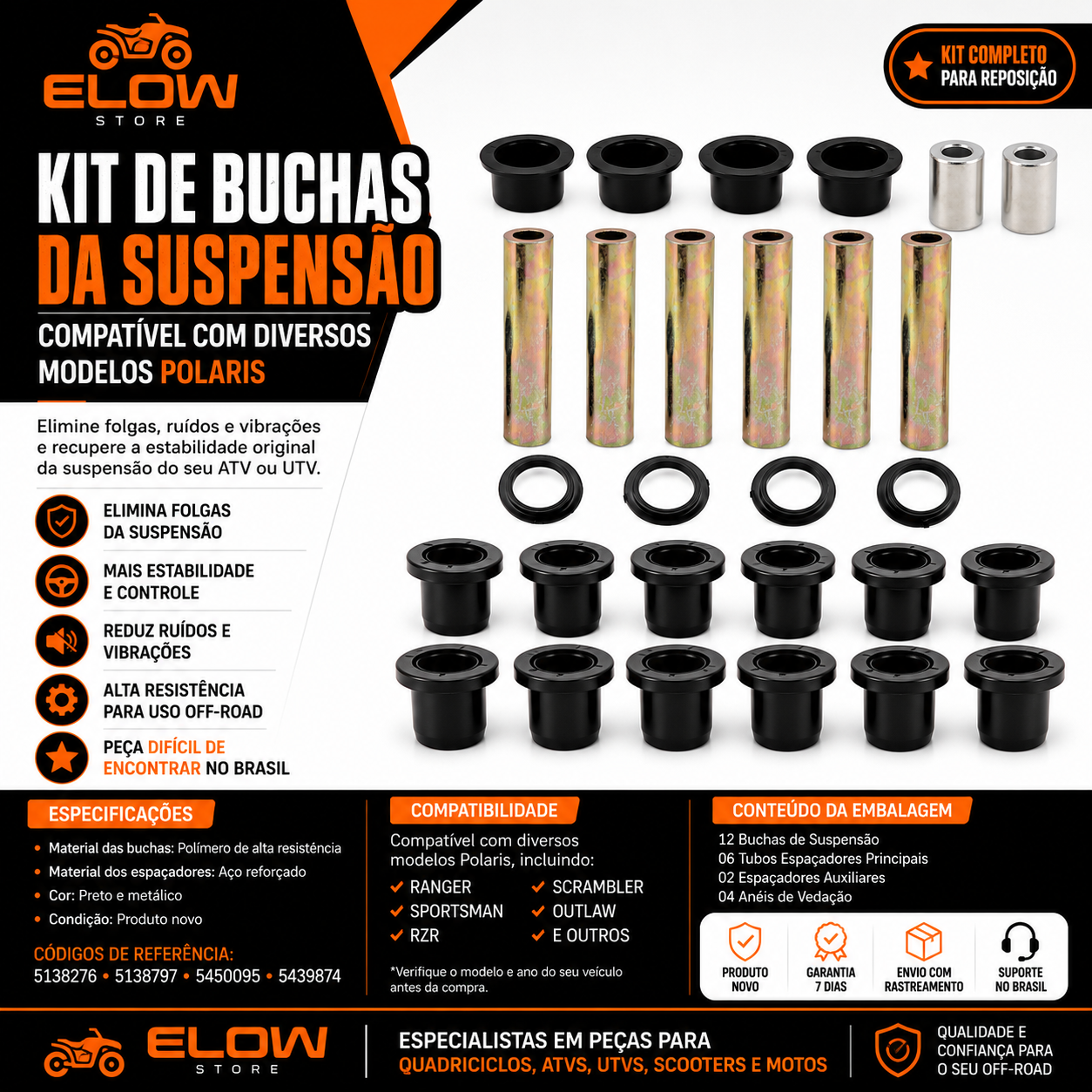 Kit de Buchas da Suspensão Quadriciclos Atvs/Utvs de Vários Modelos da Polaris