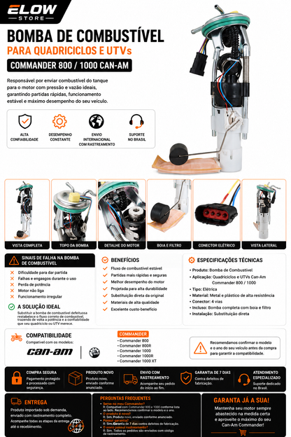 Bomba de Combustível Quadriciclos Atvs/ Utvs Commander 800/ 1000 Can Am